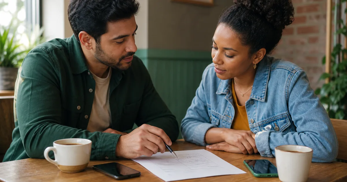 Two friends talking through a personal loan and repayment plan
